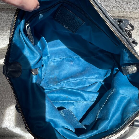 Coach Madison Y2K Op Art Sophia Black Graphite Sequin Metallic Satchel Bag - Picture 12 of 13